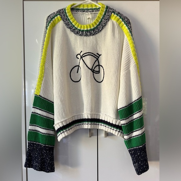 NWT Size L - Daily Practice Cotton Le Tour Crop Crew-Neck Sweater - Picture 2 of 16